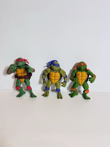 3 Vtg TMNT Action Figures Playmate Turtles 1992 Michelangelo Raphael Donatello