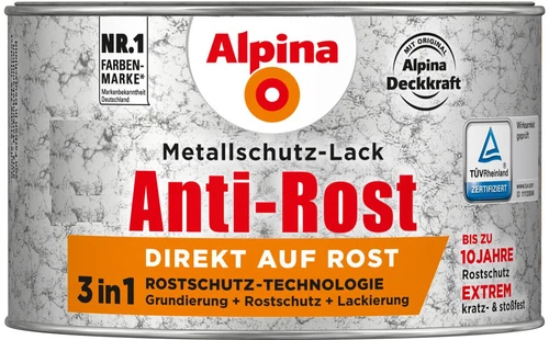 0,3L Alpina 3in1 Metallschutzlack hammerschlag silber