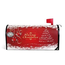 Merry Christmas Mailbox Cover Standard Size Winter 21x18 Red Christmas