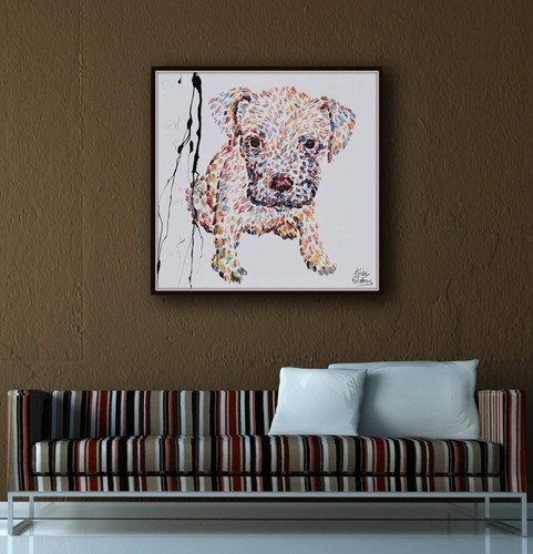 puppy dog 25" painting, custom painting of animal, handmade by Koby Feldmos - Picture 4 of 5
