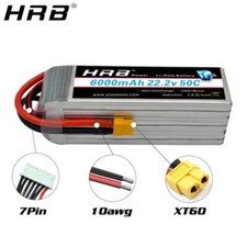 2PCS Lipo Battery 6000mAh 7.4V 11.1V 22.2V 50C with XT60, XT90, EC5 Connectors