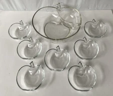 Vintage Fruit Service Set of  7 Apple Shaped Bowls - 1 Serving & 6 Individual 