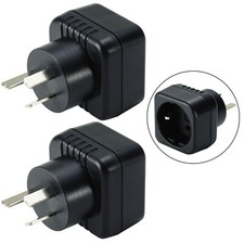 2 X Schuko EU To Australian European Grounded Adapter Plug 2 Pin to 3 AU Travel