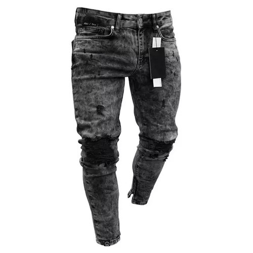 Pantalones ® Para Hombres de Vestir Elegante Moda Pantalón Vaqueros Jean  Rasgado | eBay