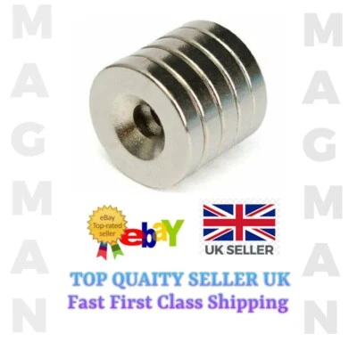 MAGMAN Magnets Strong N52 Countersunk 15mm x 5mm, Hobby DIY Industrial 15x5 Magnet 🇬🇧