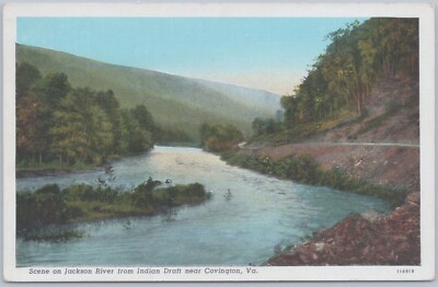 Jackson River From Indian Draft Covington Virginia Linen Postcard