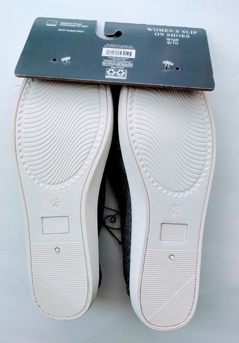 West Loop Gray & White Canvas Stripe Sz 9/10 Women's Slip On Shoes Memory Foam - Picture 5 of 5
