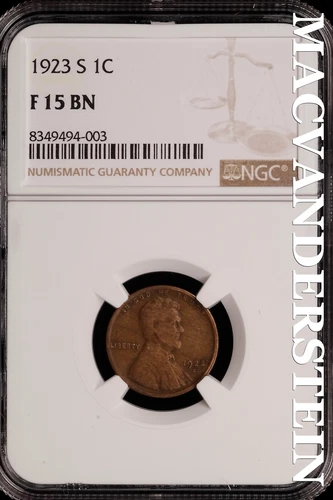1923-S Lincoln Wheat Cent - NGC F 15 BN - Scarce  No Reserve  #SLH65