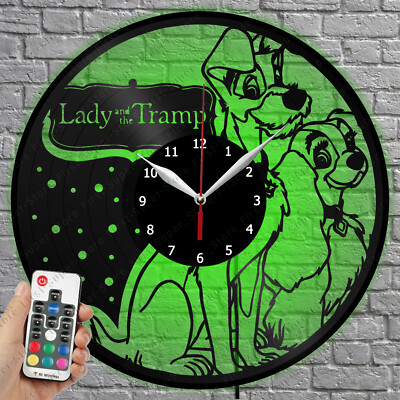 LED Clock Lady and the Tramp Vinyl Record Wall Clock Led Light Wall Clock 1185