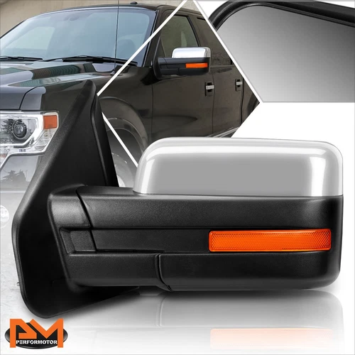 For 04-14 Ford F150 Manual Adjustment Left/Driver Rear Side View Mirror Chrome