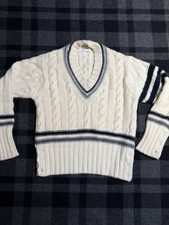Thom Browne 2005 Cable Knit Cashmere Pullover - L - Cream - 3 Bar - Made In GB