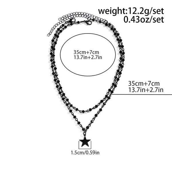 Gothic Kreuz Choker Halskette Schwarz Multilayer Damen Schmuck Clataly-image