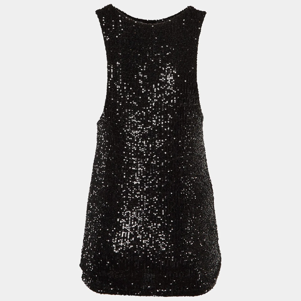 Saint Laurent Paris Black Sequinned Tank Top M - Image 2 of 4