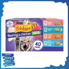 Purina Friskies Pate, Soft Seafood and Chicken Variety Pack, Wet Cat Food, 5.5