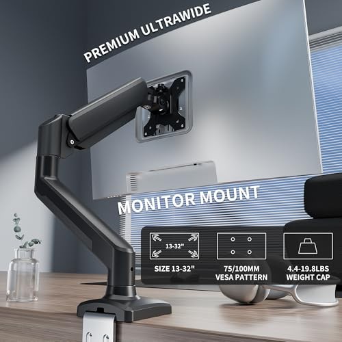 C-MOUNTS SINGLE MONITOR ARM DESK MOUNT,GAS SPRING MONITORS ARM FOR 17-32 -