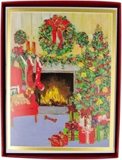 Caspari Boxed Christmas Cards, Decorated Living Room - 15 Cards (104211)