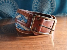 Vtg.LeVI's Orange Tab 70s-80s Leather/Denim/Rope Braid Belt Sz.40 Lattigo1472-35
