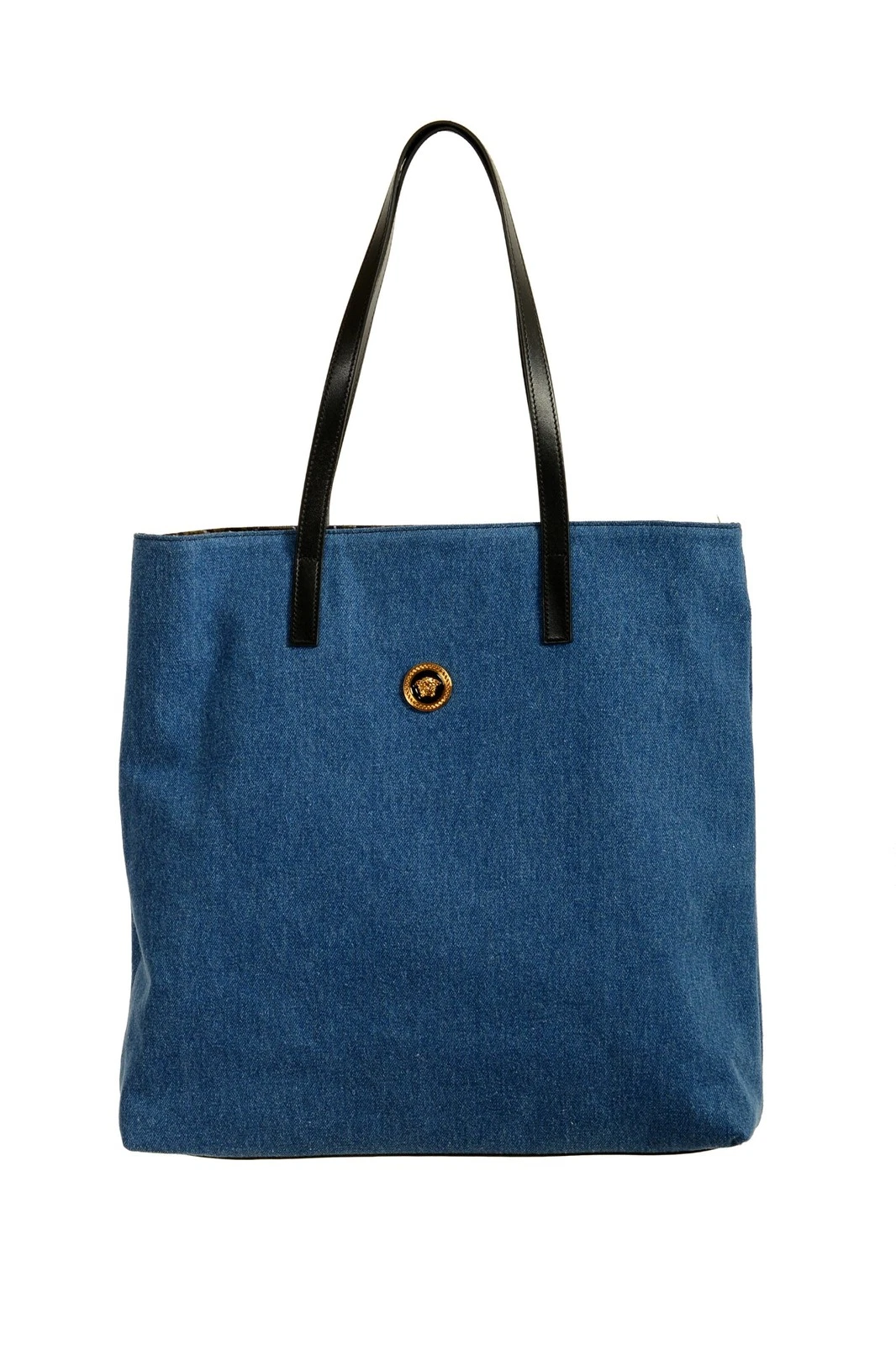 Versace — Versace Denim & Barocco Medusa Head Reversible Large Tote Handbag Shoulder Bag