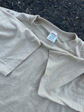 NOS VTG 80s Jerzees By Russell BLANK Beige Single Stitch SOFT THIN T Shirt L