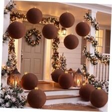 12 Pcs Giant Inflatable Christmas Ornaments Velvet - PVC 9 Inch Dark Brown