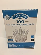 1 Pack 100 LED Cool White Mini Christmas Lights 21.5  Ft WHITE WIRE Holiday Time