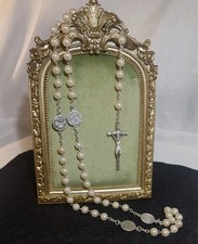Vtg Basilica Rosary Glass Pearl Prayer Beads ...