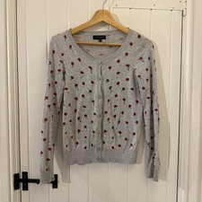 New Look Button Up Poppy Print All Over Cardigan UK 10 