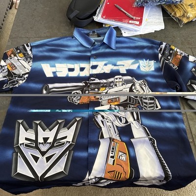 Vintage Transformers Megatron Mens Shirt M Button Up Changes 2000 Hasbro
