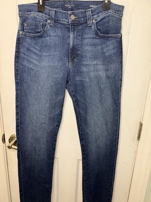 NWT MENS FIDELITY DENIM Designer JEANS Size 36 Slim Straight Dark Blue Zip Fly