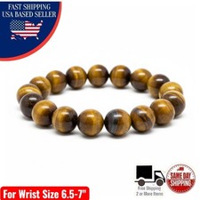 Natural Tiger's Eye A 10mm Beaded Bracelet 6.5-7" Crystal Healing Protection