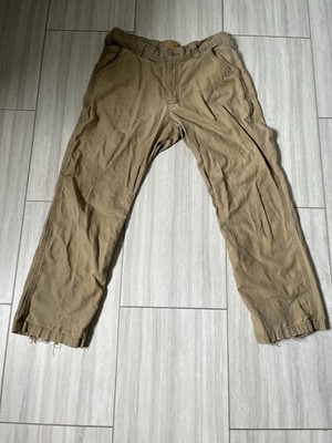 Carhartt Rugged Work Pants Tan Frayed Hem Men's Casual Wear