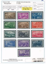 Italia Repubblica 1948 Risorgimento serie n.580/591+E32 13 v. MNH** Cert.Bolaffi