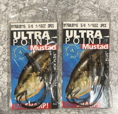 2 Packs Mustad Power Lock Plus Weighted Hooks Size 5/0 1/16OZ
