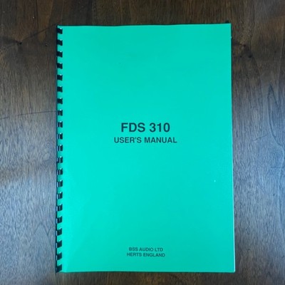 VINTAGE BSS AUDIO LTD FDS-310 USER'S MANUAL