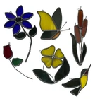 Lot of 6 Vintage Tiffany Stained Glass Sun Catchers Hummingbird
