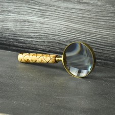 5X Magnification Brass  Patterned Handle Magnifying Glass