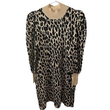 Just Taylor Puff Sleeve Animal Print Sweater Dress Size XL