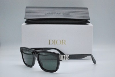 NEW CHRISTIAN DIOR CD Icon S3I 13C0 SHINY BLACK GREEN AUTHENTIC SUNGLASSES 55-19