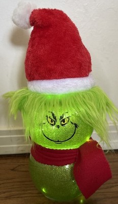HANDMADE 12.5'' GRINCH INSPIRED LIGHT UP GLASS GLITTER CHRISTMAS DECOR