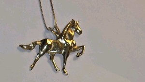 14K Gold Walking Horse Pendant, 14K Gold Chain.