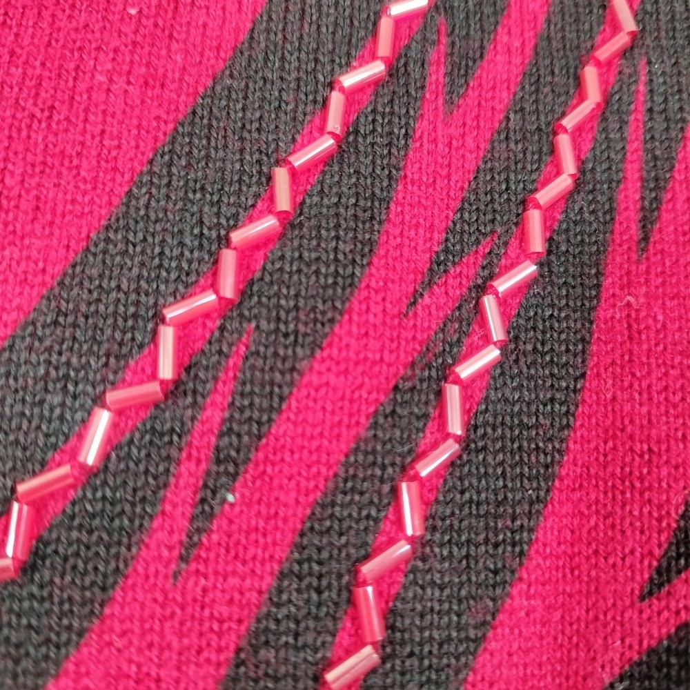 Vintage Bob Mackie Wearable Art Red & Black Beade… - image 6