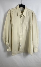 Vintage 70s Christian Dior Men's Dress Shirt Cream Ribbed Dacron Blend 17.5