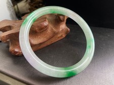 Certified Natural Grade AAA Ice Green Burmese Jade jadeite bracelet 56MM4916