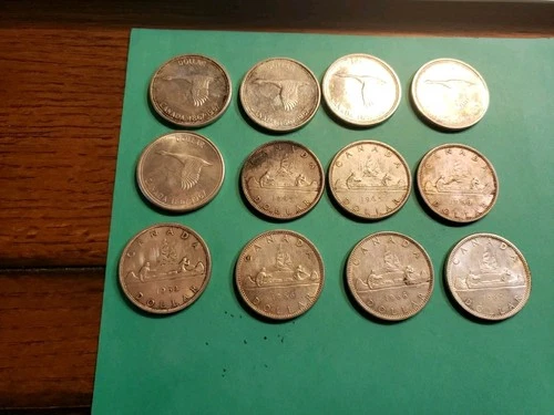 Very Nice 12 Canadian 80% Silver Dollars