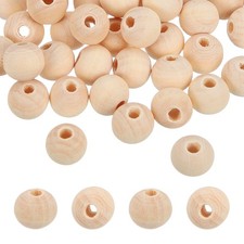 100pcs 12mm Beige Natural Wood Beads with 3-4mm Hole Round Wooden Spacer Ball