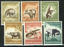 Indonesia 1959, Wild animals set MNH, Mi 237-242