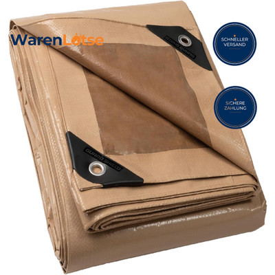 Abdeckplane Wasserdicht 2m x 2m Beige/Khaki Polyester Reißfest UV-stabilisiert