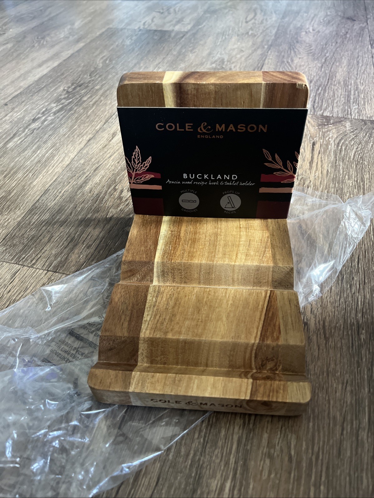 Cole & Mason Wooden Recipe Book Tablet Stand Acacia Wood Kitchen Worktop New