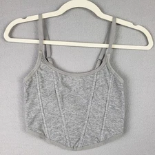 Colsie Size S Corset Tank Light Gray Ribbed Crop Top Neutral Casual Basic Grunge