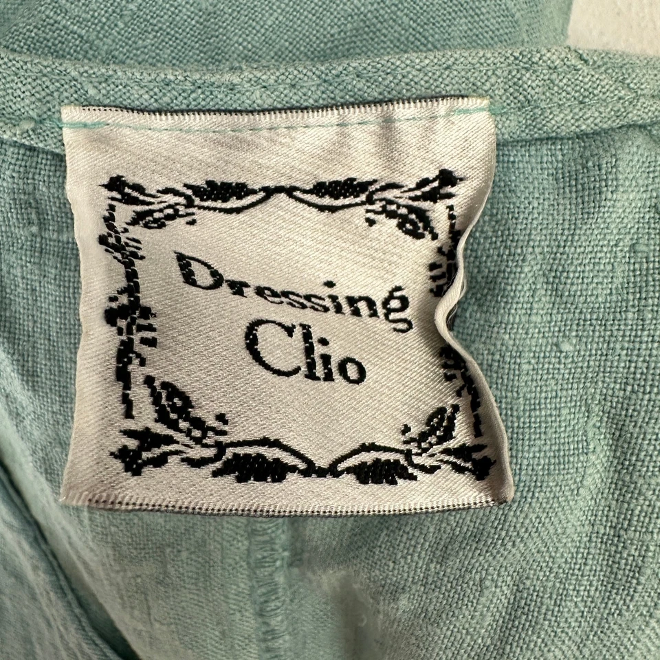 Vestido Clio Mujer M Verde Lino Minimalista Costero Abuela Cottagecore Foto 3 de 4
